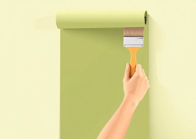 Pose de papier peint, rouleau et brosse à maroufler